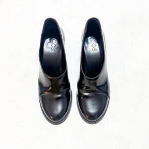 COS Black Patent Leather Round Toe Square Toe Shoes Booties Size 40 Portugal